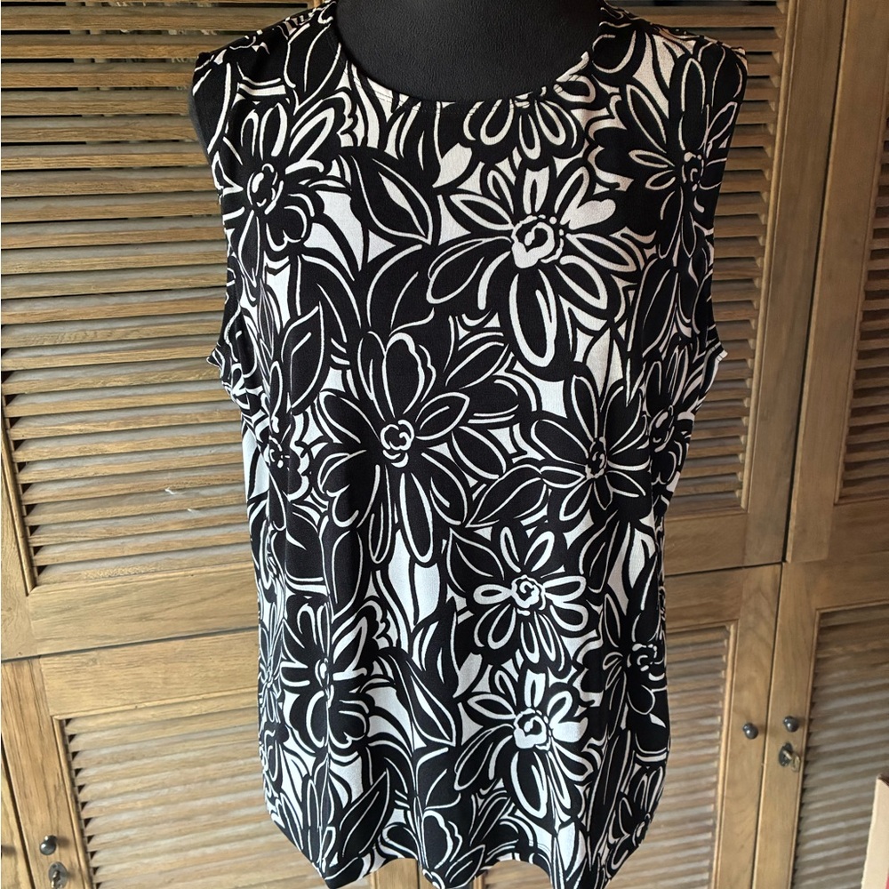 Laura Ashley Black and White Floral Tank Top